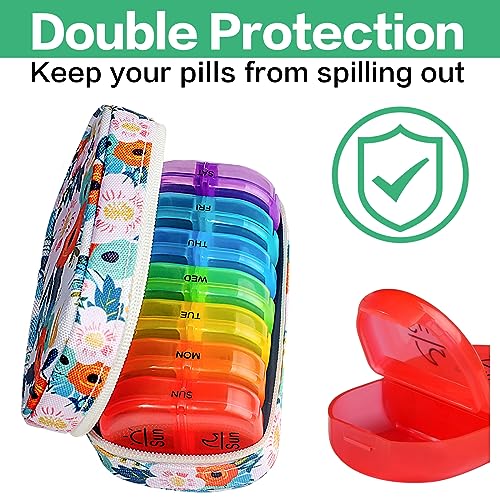 Weekly Travel Pill Organizer 2 Times a Day AM PM Rainbow Pill Box (2 Count)