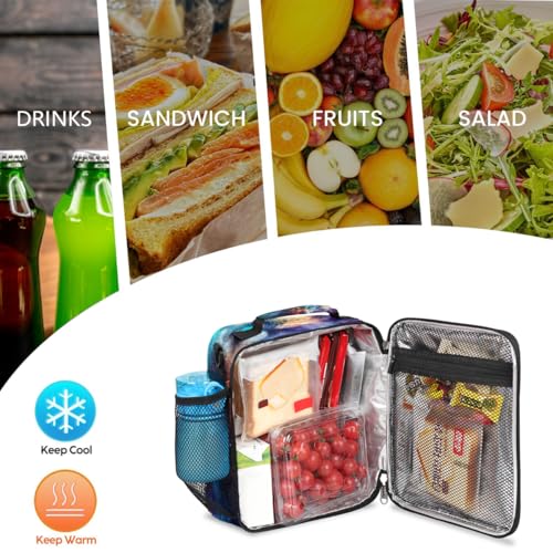 Animal Wolf Kids Lunch Box for Girls Boys Reusable Insulated Lunch Bag for Kids Toddler Thermal Cooler Spacious Lunchbox with Shoulder Strap Lunchbag for School Work Picnic (print 28)