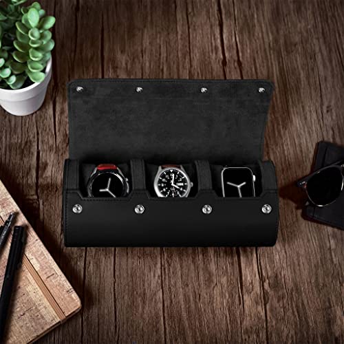 Barton Leather Watch Roll for 3 Watches