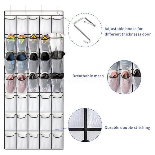 35 Pockets Over the Door Shoe Organizer