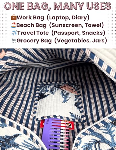 100% Cotton Quilted Tote Bag For Women