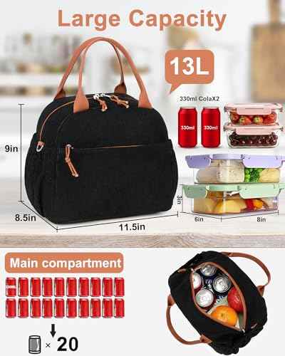 Lunch Bag for Women Men Cute Corduroy Lunch Tote Bags Reusable Insulated Lunch Box Large Capacity Reusable Insulated Cooler for Work Picnic or Travel