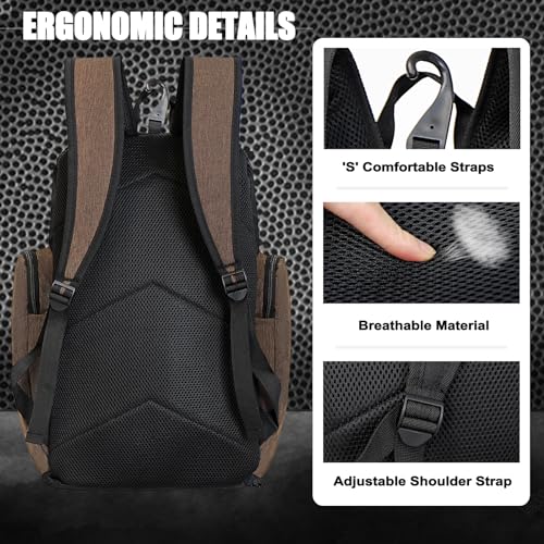 Large Basketball Backpack Sports Gym Bag with Ball Holder Ventilated Shoe Compartment Insulated Cooler Pockets Reflective Strips Fence Hook for Men Athletic Training