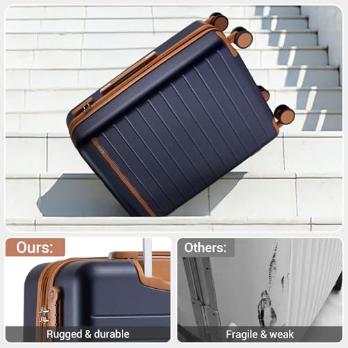 Check in Suitcase 24in Expandable ABS+PC Side Handles luggage Navy