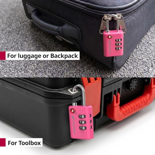 TSA Approved Pink Locks for Luggage. Cute Locker Suitcase Lock with Open Alert Indicator (2 Count)