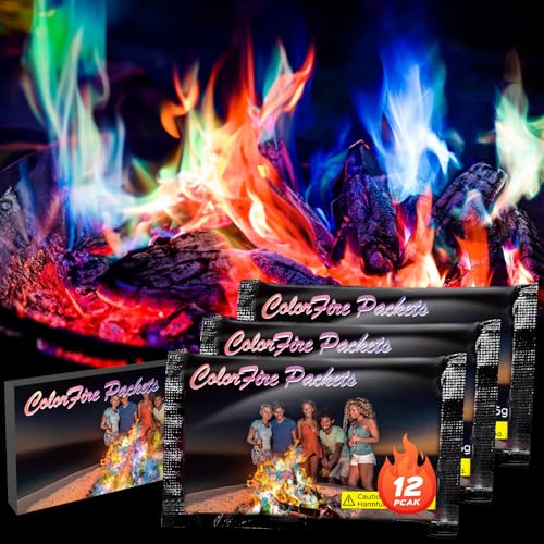 12 Pack Colorful Flames Color Fire Packets Fire Pit for Campfire