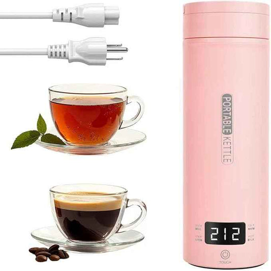 Pink Portable Electric Kettle forTravel, Small Hot Water Kettle with NTC Temperature Control and Auto Shut-Off, 316 Stainless Steel, Green 120V & 15oz