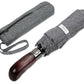 Folding Umbrella Real Wood Handle Herringbone Classic Black