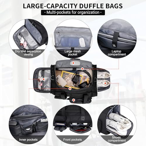 Duffle Bag for Men 3 in 1 Convertible 40L Nylon Gym Travel Backpack
