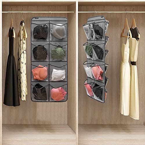 Dual Sided Hanging Closet Organizer for Socks Underwear Bra Kids Storage Organizer for Baby Clothes Toddler Shoes with 26 Pockets