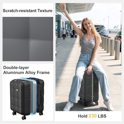 24 Inch Checked Luggage Hardside Suitcase Top Opening