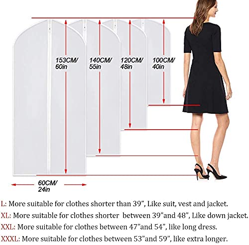 Garment Bags Covers 24''X60'' Dress Bags for Hanging Clothes (6 Count)