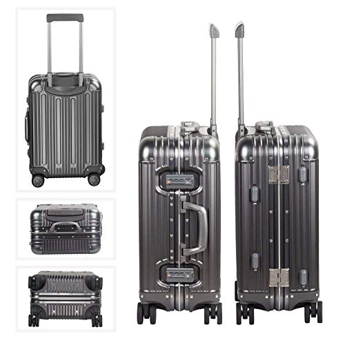 All Aluminum Carry On Luggage with TSA Locks Fashion Cool Metal Hard Shell Spinner Suitcase