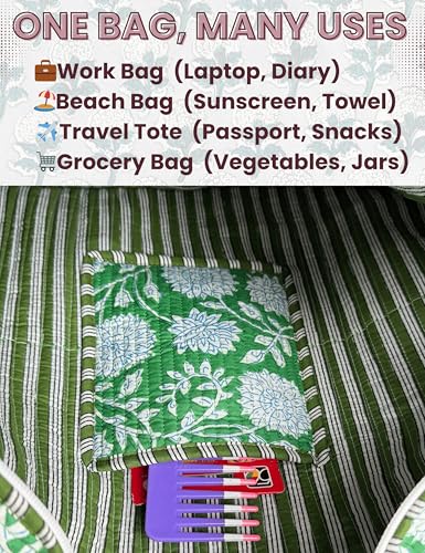 100% Cotton Quilted Tote Bag For Women