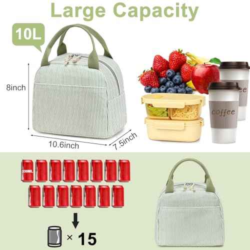 Lunch Bag for Women Men Cute Corduroy Lunch Tote Bags Reusable Insulated Lunch Box Large Capacity Reusable Insulated Cooler for Work Picnic or Travel