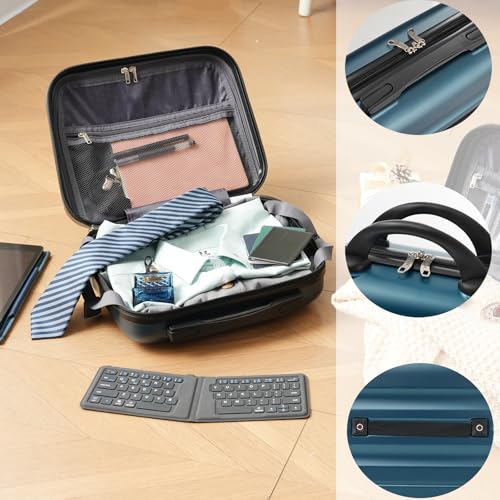 Luggage Sets 6 Piece Hardshell ABS Suitcases with 8 Silent Spinner Wheels Durable and Lightweight Travel Luggage for Family Trips Ink Blue