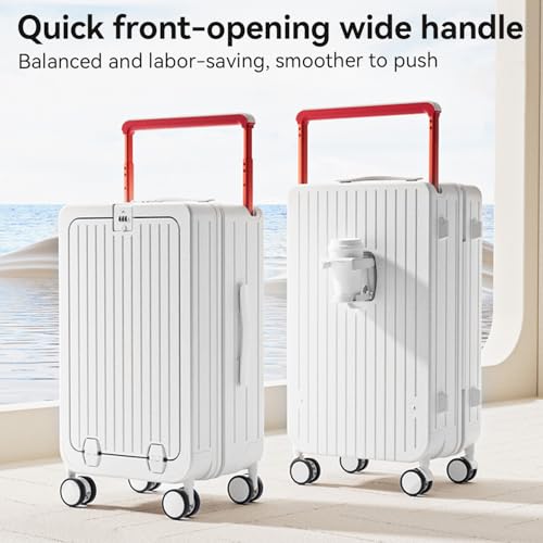 SOKOK Front Pocket Luggage Wide Handle with Spinner Wheels 24 Inch