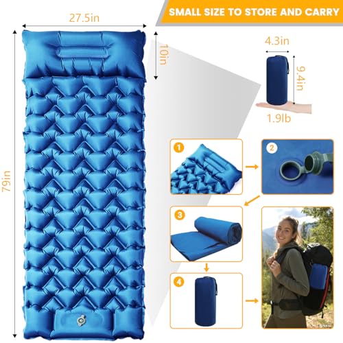 Sleeping Pad Compact Sleeping Pad for Camping with Pillow Built