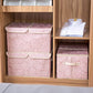 Large Stackable Storage Bins with Lids Fabric Decorative Storage Box Cubes Organizer Containers Baskets with Cover Handles Divider for Bedroom Closet Living Room 17.3x11.8x9.8 Inch 3 Pack (3 Count)