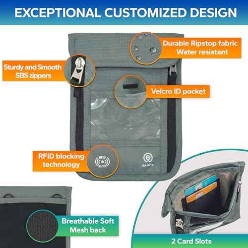 Neck Wallet Travel Pouch and RFID Blocking Passport Holder for Women and Men