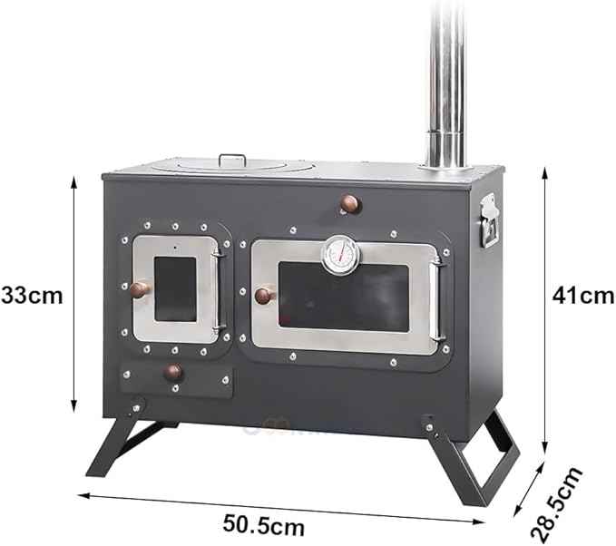 Large Outdoor Camping Cooking Stove with Oven Portable Hot Tent Stove with Pellet Bin Burner Chimney