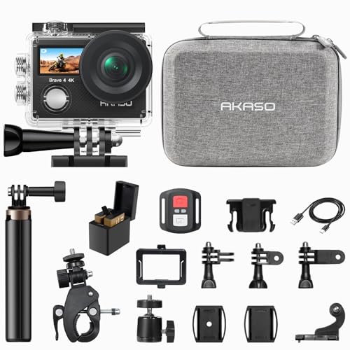 Brave 4 Action Camera with Selfie Stick Tripod and Carry Bag Bundle