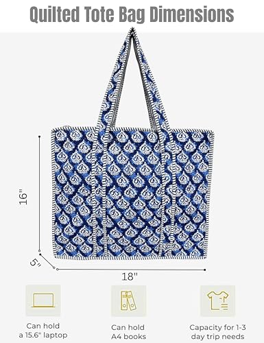 100% Cotton Quilted Tote Bag For Women