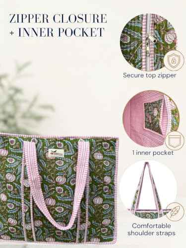 100% Cotton Quilted Tote Bag For Women