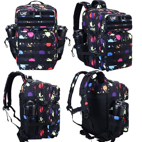 Military Tactical Backpack for Men and Women 45L Army 3 Days Assault Pack Bag Large Rucksack with Molle System Black with multi