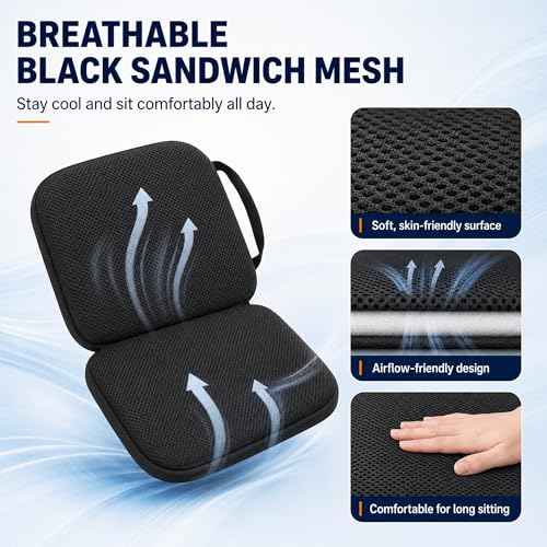3 in 1 Foldable Gel Seat Cushion Featured with Memory Foam Breathable Seat Cushion for Pressure Relief