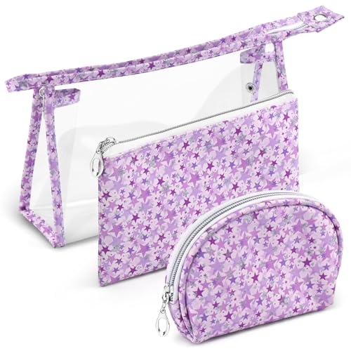 3 Pieces Purple Makeup Bags (3 Count)