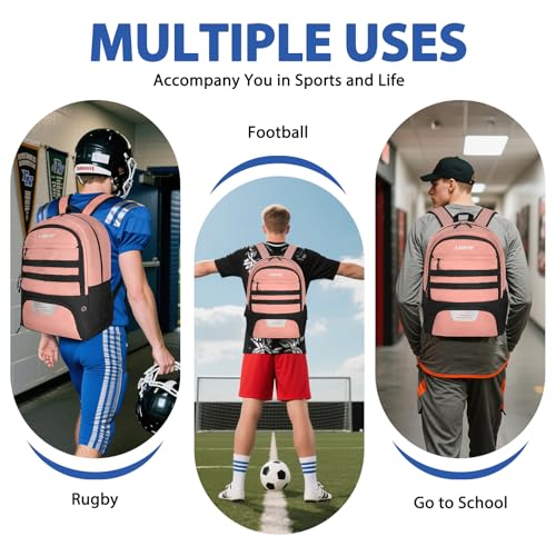 Soccer Backpack Bag with Ball Holder Ventilated Shoe Compartment Large Capacity Sports Gear Bag for Basketball Volleyball Gym