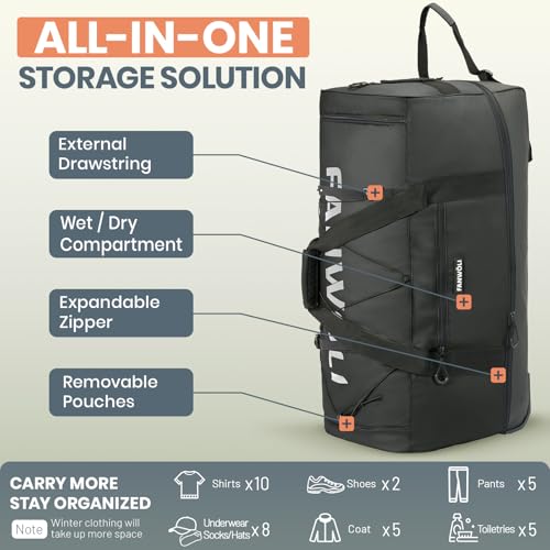 120L Rolling Duffle Bag with Wheels