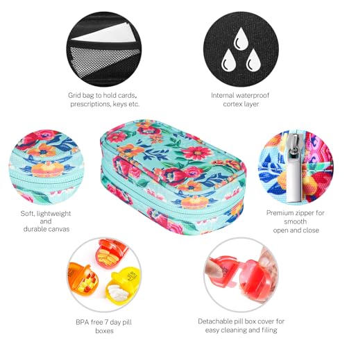 Weekly Travel Pill Organizer 2 Times a Day AM PM Rainbow Pill Box
