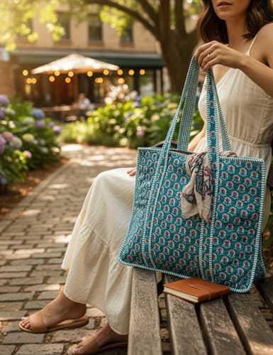 100% Cotton Quilted Tote Bag For Women