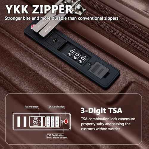 3 Piece Set Hardside Expandable Luggage with USB Charging Port and Cup Holder