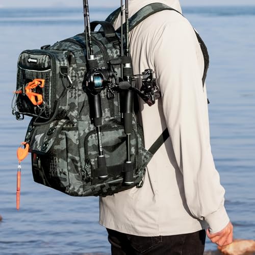 BaitSpace Fishing Backpack with Bait Binder & 2 Rod Holders