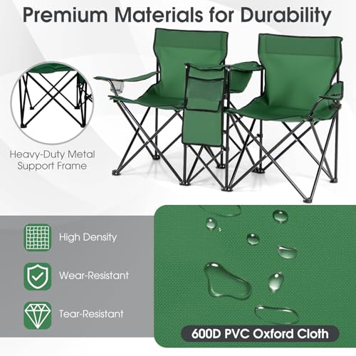 Double Camping Chair with Umbrella
