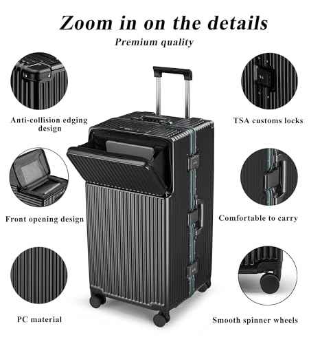 Super Large Aluminum Frame Zipperless Checked Luggage Front Pocket