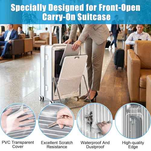 Clear Luggage Cover Protector with Front Pocket Zipper 28 Inch