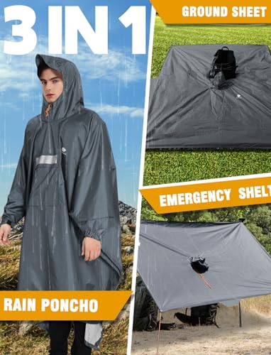Hooded Rain Poncho for Adult Waterproof Lightweight Raincoat