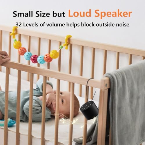 Sleep White Noise Portable Sound Machines with 30 Soothing Sounds 32 Levels Volume Compact 4 Timer Options Auto