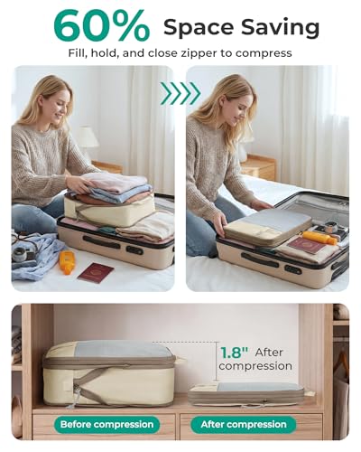 6 Set Compression Packing Cubes for Travel (6 Count)