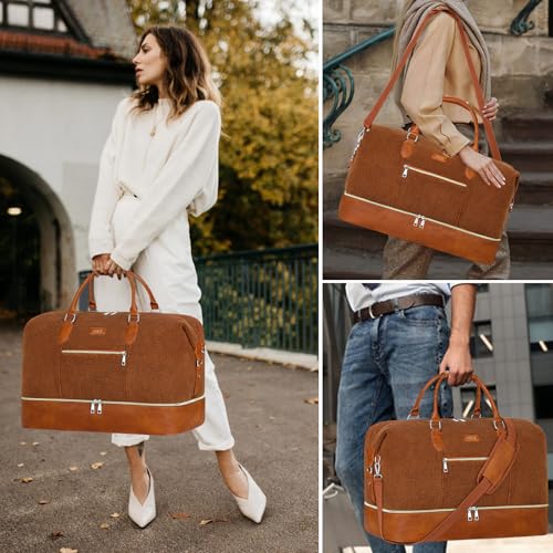 Weekender Bag for Women 21.5" Travel Duffel Large Carry On Bag 3PCS (3 Count)