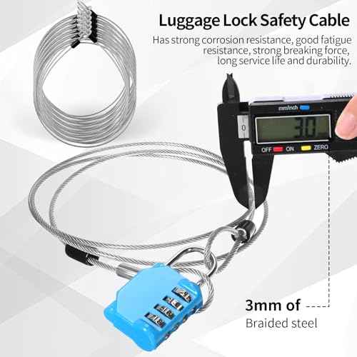 12 Pack Security Cable Luggage Lock with Loops 7 ft 3mm Braided Steel Coated Bike Cable Wire Double Loop Anti Theft Safety for U Lock (12 Count)