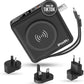 PWR Travel PRO 5-in-1 Power Bank – 10,000mAh with Built-in Cables – 20W USB-C + 15W Wireless Charging – Compact Portable Charger for iPhone & Android- Black