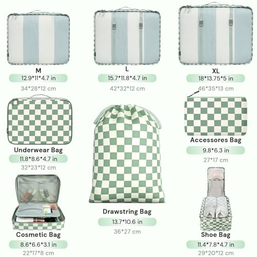 8 Set Packing Cubes Luggage Packing Organizers for Travel Accessories