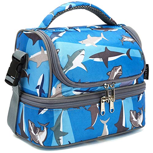 Kids Double Decker Cooler Insulated Lunch Bag Large Tote for Boys