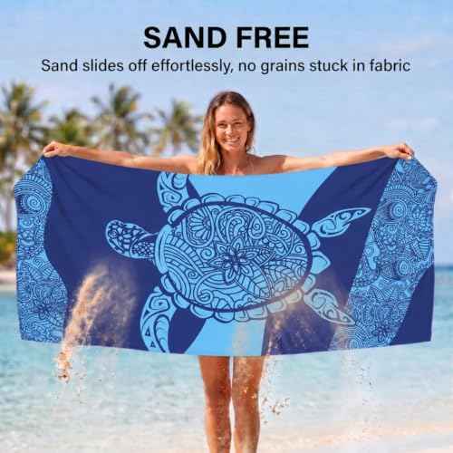4 Pack Microfiber Beach Towel Oversized 71x32 Blue Multipack Bulk (4 Count)