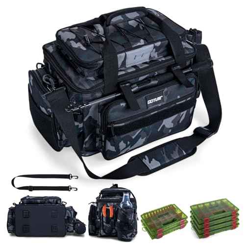 Fishing Tackle Bag with 4PCS 3700 & 2PCS 3600 Tackle Boxes